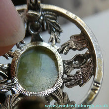 Load image into Gallery viewer, 1970s Scottish Silver Brooch with Green Marble / Agate Stone. Hallmarked Edinburgh 1971
