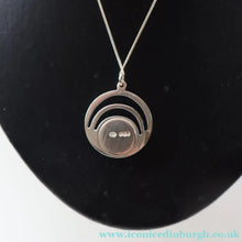 Load image into Gallery viewer, Vintage 1970s Silver Hallmarked Geometric Pendant with Caithness Glass Paperweight Miniature

