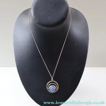 Load image into Gallery viewer, Vintage 1970s Silver Hallmarked Geometric Pendant with Caithness Glass Paperweight Miniature

