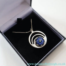 Load image into Gallery viewer, Vintage 1970s Silver Hallmarked Geometric Pendant with Caithness Glass Paperweight Miniature

