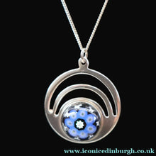 Load image into Gallery viewer, Vintage 1970s Silver Hallmarked Geometric Pendant with Caithness Glass Paperweight Miniature

