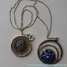 Load image into Gallery viewer, Vintage 1970s Silver Hallmarked Geometric Pendant with Caithness Glass Paperweight Miniature

