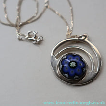 Load image into Gallery viewer, Vintage 1970s Silver Hallmarked Geometric Pendant with Caithness Glass Paperweight Miniature

