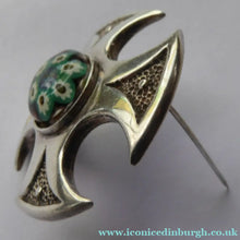Load image into Gallery viewer, 1970s Caithness Glass Brooch Miniature Millefiori Paperweight Set in Silver Luckenbooth
