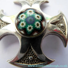 Load image into Gallery viewer, 1970s Caithness Glass Pendant Miniature Millefiori Paperweight Set in Silver Luckenbooth

