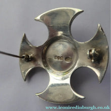 Load image into Gallery viewer, 1970s Caithness Glass Brooch Miniature Millefiori Paperweight Set in Silver Luckenbooth
