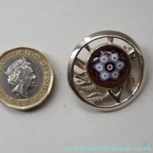 Load image into Gallery viewer, Vintage 1971 SCOTTISH Solid Silver &amp; Millefiori CAITHNESS GLASS Brooch
