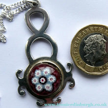 Load image into Gallery viewer, Vintage 1970s SCOTTISH Silver &amp; Millefiori CAITHNESS GLASS Pendant. Edinburgh Hallmark 1971
