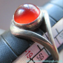 Load image into Gallery viewer, Vintage 1970s SCOTTISH SILVER Ortak Ring. Inset with a Cornelian Agate. Designed by Malcolm Gray UK Size P 1/2
