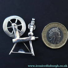 Load image into Gallery viewer, SCOTTISH SILVER Ortak Vintage 1970s Spinning Wheel Brooch. Designed by Malcolm Gray
