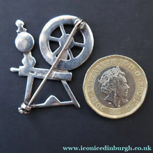Load image into Gallery viewer, SCOTTISH SILVER Ortak Vintage 1970s Spinning Wheel Brooch. Designed by Malcolm Gray
