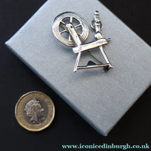 Load image into Gallery viewer, SCOTTISH SILVER Ortak Vintage 1970s Spinning Wheel Brooch. Designed by Malcolm Gray
