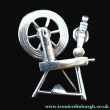 Load image into Gallery viewer, SCOTTISH SILVER Ortak Vintage 1970s Spinning Wheel Brooch. Designed by Malcolm Gray
