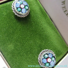 Load image into Gallery viewer, 1970s Scottish Silver Millefiori Caithness Glass Millefiori Paperweight Cufflinks Original Box 

