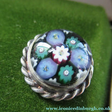 Load image into Gallery viewer, 1970s Scottish Silver Millefiori Caithness Glass Millefiori Paperweight Cufflinks Original Box 
