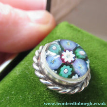 Load image into Gallery viewer, 1970s Scottish Silver Millefiori Caithness Glass Millefiori Paperweight Cufflinks Original Box 
