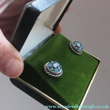 Load image into Gallery viewer, 1970s Scottish Silver Millefiori Caithness Glass Millefiori Paperweight Cufflinks Original Box 
