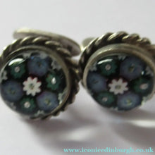 Load image into Gallery viewer, 1970s Scottish Silver Millefiori Caithness Glass Millefiori Paperweight Cufflinks Original Box 
