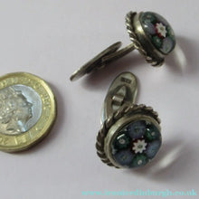 Load image into Gallery viewer, 1970s Scottish Silver Millefiori Caithness Glass Millefiori Paperweight Cufflinks Original Box 
