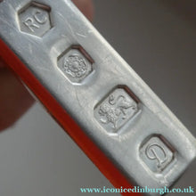 Load image into Gallery viewer, 1970s Vintage "RC" Sterling Silver Ingot PENDANT &amp; Heavy Rolo CHAIN. Hallmarked Sheffield 1978

