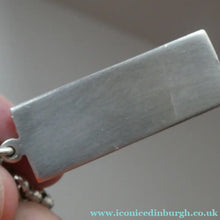 Load image into Gallery viewer, 1970s Vintage ’RC’ Sterling Silver Ingot PENDANT &amp; Heavy Rolo CHAIN. Hallmarked Sheffield 1978 - Vintage Silver
