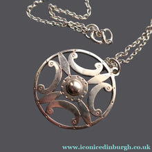 Load image into Gallery viewer, SHETLAND SILVER. Vintage 1970s Hallmarked Pendant by James Kerr of Lerwick. Shetland. Celtic Design

