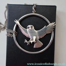 Load image into Gallery viewer, SHETLAND SILVER. Vintage LARGE Hallmarked Brooch by James Kerr of Lerwick. Shetland. Owl Design
