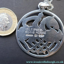 Load image into Gallery viewer, 1970s Vintage Scottish SHETLAND SILVER Zoomorphic Stylised Pendant &amp; Chain: Sleipnir /  Odins Horse

