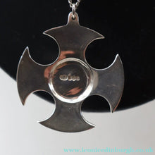 Load image into Gallery viewer, Vintage 1970s Silver Hallmarked Cross Pendant with Caithness Glass Paperweight Miniature
