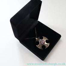 Load image into Gallery viewer, Vintage 1970s Silver Hallmarked Cross Pendant with Caithness Glass Paperweight Miniature
