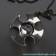 Load image into Gallery viewer, Vintage 1970s Silver Hallmarked Cross Pendant with Caithness Glass Paperweight Miniature
