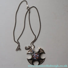 Load image into Gallery viewer, Vintage 1970s Silver Hallmarked Cross Pendant with Caithness Glass Paperweight Miniature
