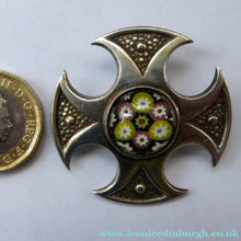 Load image into Gallery viewer, 1970s Caithness Glass Pendant Miniature Millefiori Paperweight Set in Silver Luckenbooth
