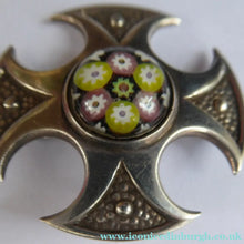 Load image into Gallery viewer, 1970s Caithness Glass Pendant Miniature Millefiori Paperweight Set in Silver Luckenbooth
