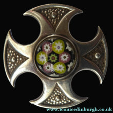 Load image into Gallery viewer, 1970s Caithness Glass Pendant Miniature Millefiori Paperweight Set in Silver Luckenbooth

