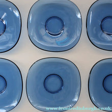 Load image into Gallery viewer, 1970s Six French Vereco Glass Coffee Cups and Saucers. Attractive Colour &amp; Shape - European Glass
