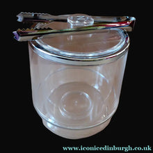 Load image into Gallery viewer, 1970s SPACE AGE Clear Plastic Ice Bucket with Silver Chrome Trims
