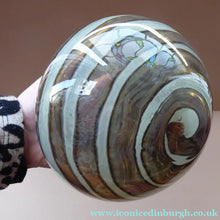 Load image into Gallery viewer, Squat Vintage 1970s Mdina Glass Vase - with Earthtone Swirls
