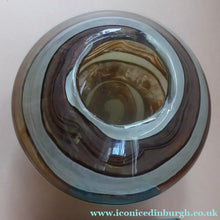 Load image into Gallery viewer, Squat Vintage 1970s Mdina Glass Vase - with Earthtone Swirls
