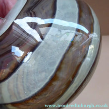 Load image into Gallery viewer, Squat Vintage 1970s Mdina Glass Vase - with Earthtone Swirls
