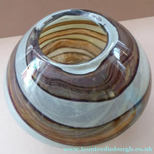 Load image into Gallery viewer, Squat Vintage 1970s Mdina Glass Vase - with Earthtone Swirls
