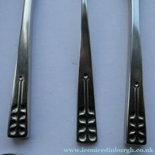 Load image into Gallery viewer, Vintage 1970s Stainless Steel SPANISH Cutlery by Ribera. Five Small Forks and Knives 
