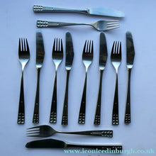 Load image into Gallery viewer, Vintage 1970s Stainless Steel SPANISH Cutlery by Ribera. Six Large Forks and Knifes
