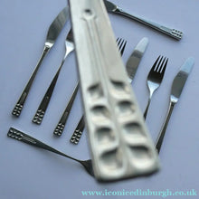Load image into Gallery viewer, Vintage 1970s Stainless Steel SPANISH Cutlery by Ribera. Six Large Forks and Knifes
