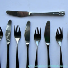 Load image into Gallery viewer, Vintage 1970s Stainless Steel SPANISH Cutlery by Ribera. Six Large Forks and Knifes
