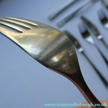 Load image into Gallery viewer, Vintage 1970s Stainless Steel SPANISH Cutlery by Ribera. Six Large Forks and Knifes
