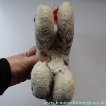 Load image into Gallery viewer, Vintage 1970s Steiff Plush Sissi Tabby Cat Toy with Button and Yellow Ribbon - Vintage Toys
