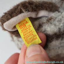 Load image into Gallery viewer, Vintage 1970s Steiff Plush Sissi Tabby Cat Toy with Button and Yellow Ribbon - Vintage Toys
