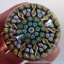 Load image into Gallery viewer, Scottish Glass - Strathearn Millefiori Canes and Latticino Nine Spoke Paperweight Media 1 of 5
