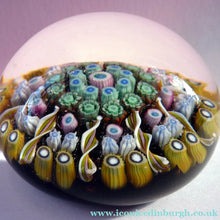 Load image into Gallery viewer, Scottish Glass - Strathearn Millefiori Canes and Latticino Nine Spoke Paperweight Media 1 of 5
